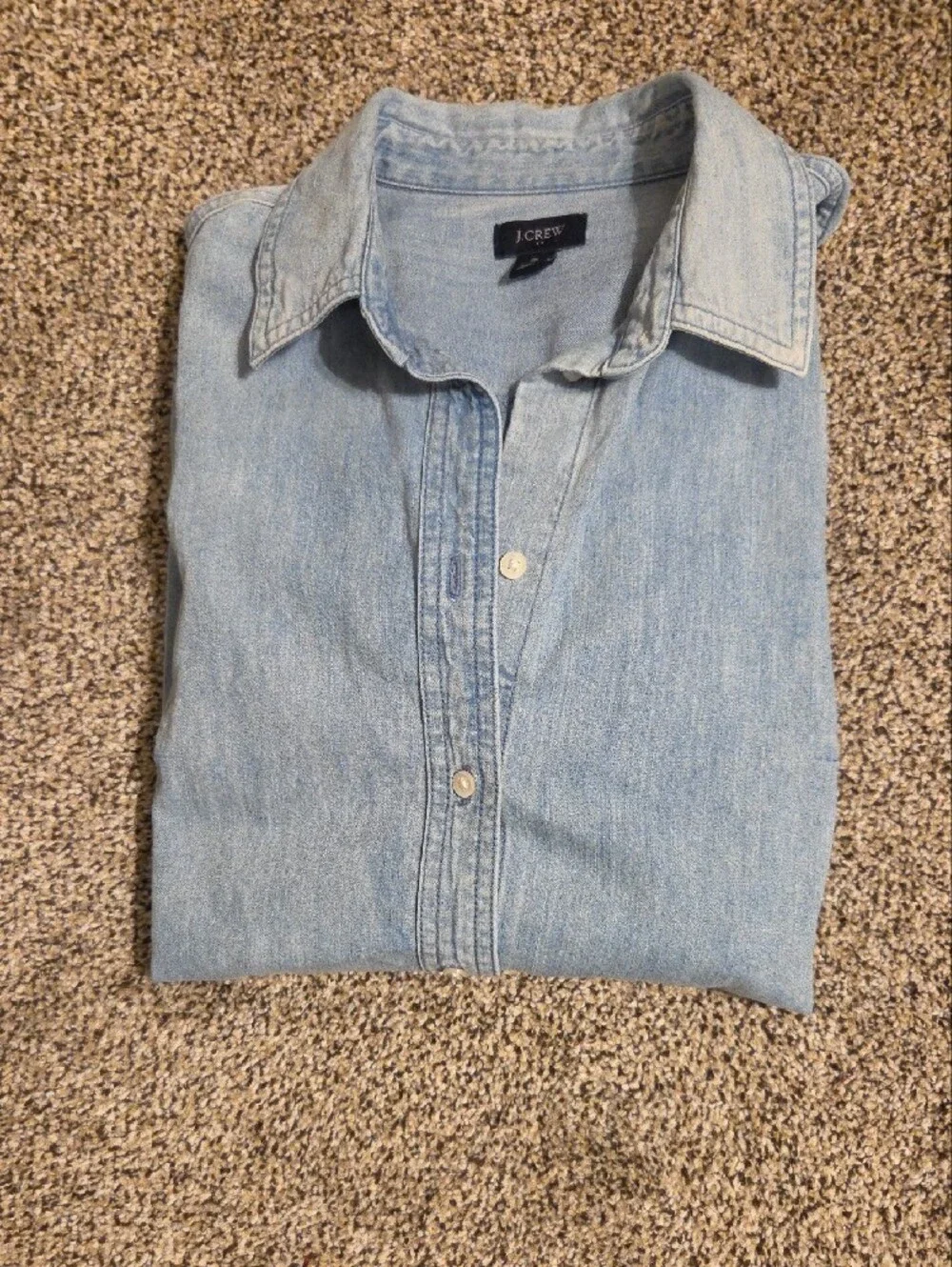 J. Crew Light Denim Puff-Sleeve Button-Down Shirt - Light Blue